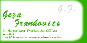 geza frankovits business card